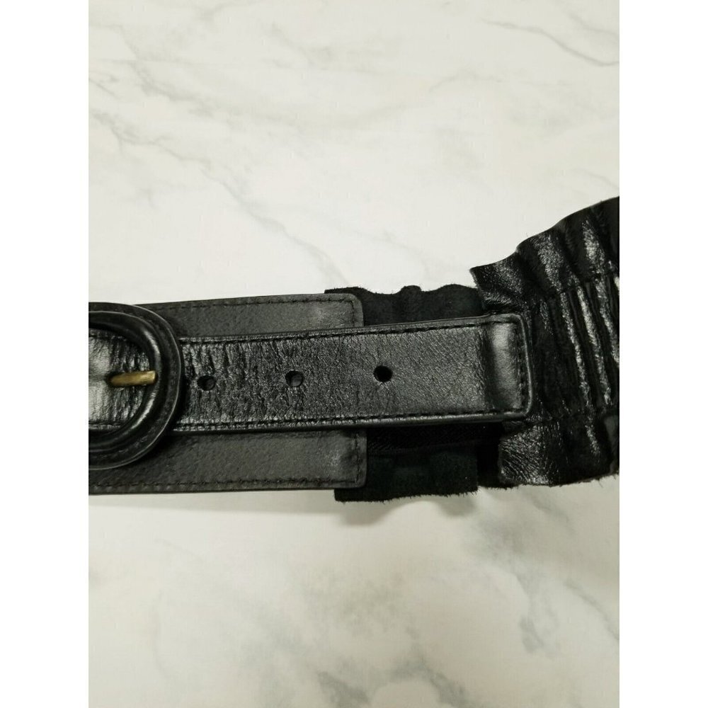 Hobo International Black Leather Belt ruffles size Medium - Picture 4 of 16